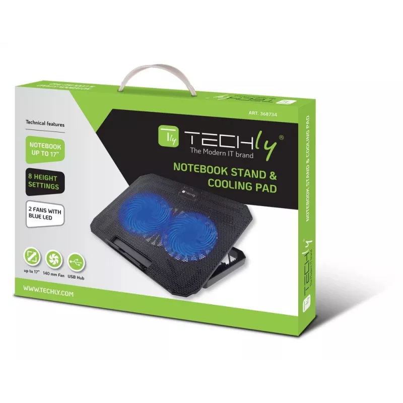 Techly ICOOL-CP11TY laptop stand Black 43.2 cm (17 inch)