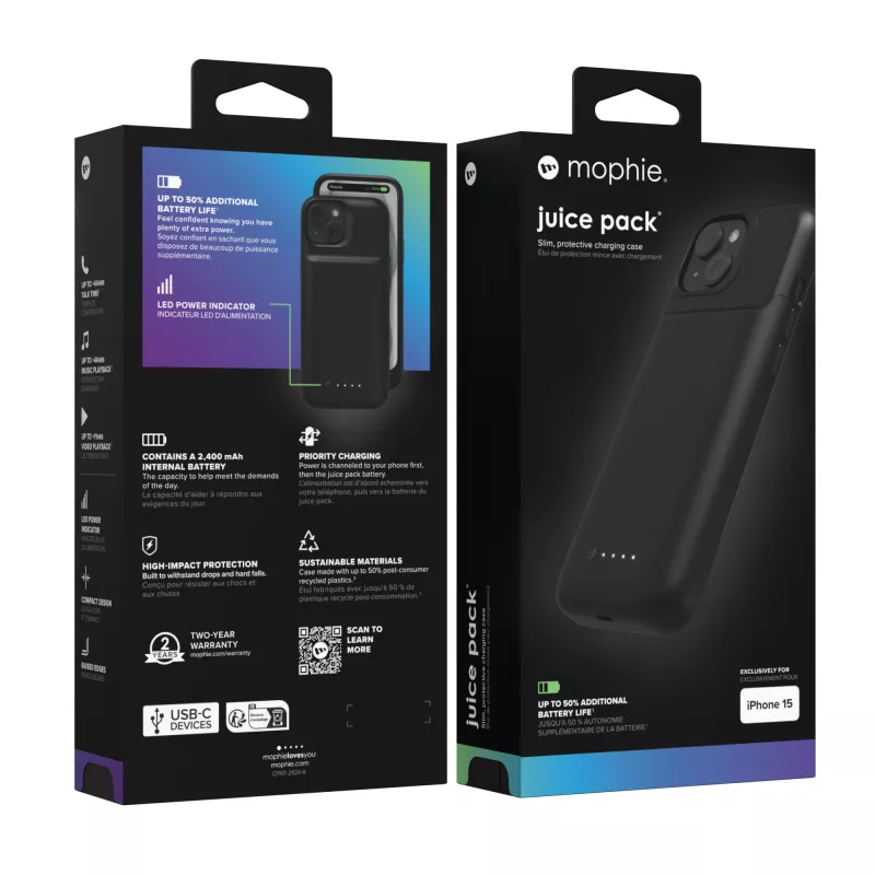 mophie Juice Pack mobile phone case 15.5 cm (6.1 inch) Cover Black