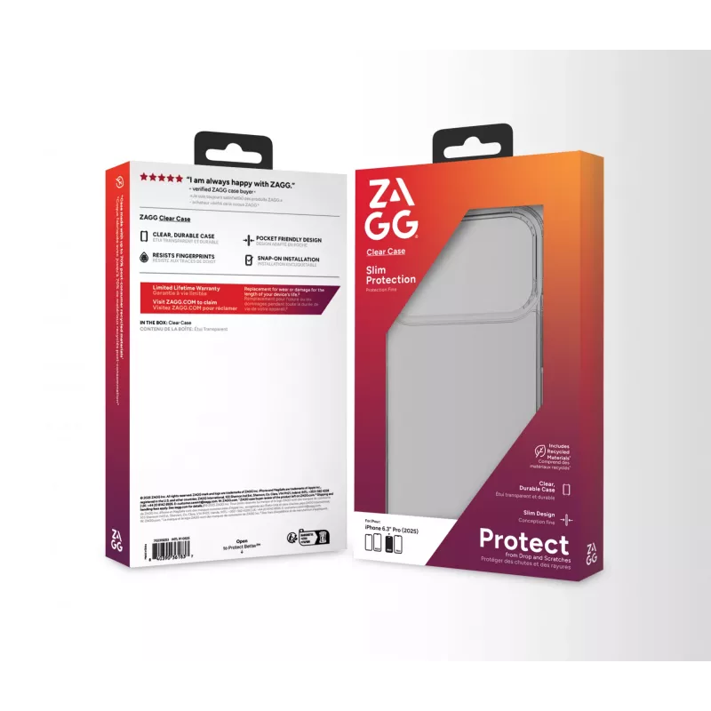 ZAGG Clear Case For Apple iPhone 17 Pro, Cover, Apple, iPhone 17 Pro, 16 cm (6.3 inch), Transparent