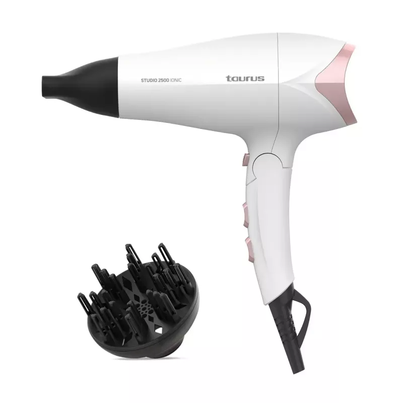 Hair dryer Taurus STUDIO 2500 IONIC 2400 W White with ionic, 3 heat levels, 2 speeds, diffuser and concentrator