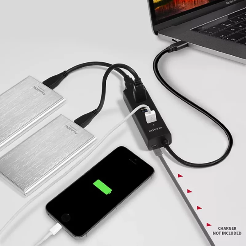 Axagon HUE-S2C interface hub USB 3.2 Gen 1 (3.1 Gen 1) Type-A 5000 Mbit/s Black