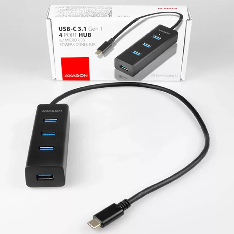 Axagon HUE-S2C interface hub USB 3.2 Gen 1 (3.1 Gen 1) Type-A 5000 Mbit/s Black