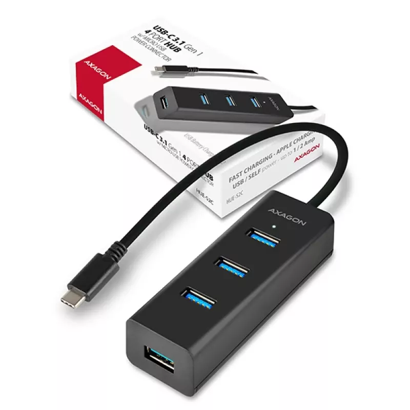 Axagon HUE-S2C interface hub USB 3.2 Gen 1 (3.1 Gen 1) Type-A 5000 Mbit/s Black