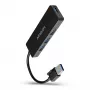 Axagon SuperSpeed USB SLIM hub, USB 3.2 Gen 1 (3.1 Gen 1) Type-A, USB 3.2 Gen 1 (3.1 Gen 1) Type-A, 5000 Mbit/s, Black, Plastic, 0.14 m
