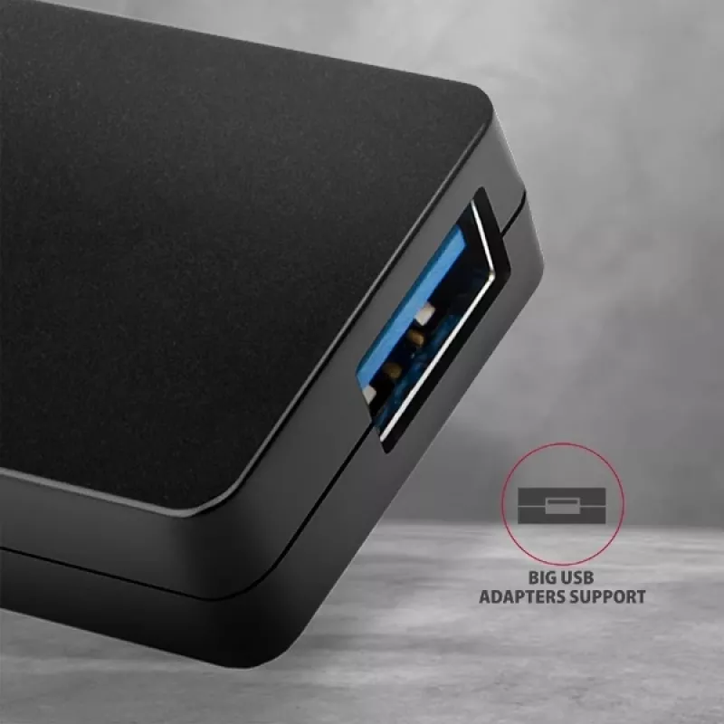 Axagon SuperSpeed USB SLIM hub, USB 3.2 Gen 1 (3.1 Gen 1) Type-A, USB 3.2 Gen 1 (3.1 Gen 1) Type-A, 5000 Mbit/s, Black, Plastic, 0.14 m