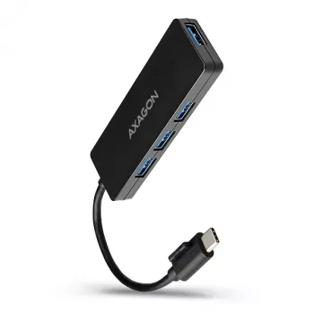 Axagon SuperSpeed USB-C SLIM hub, USB 3.2 Gen 1 (3.1 Gen 1) Type-C, USB 3.2 Gen 1 (3.1 Gen 1) Type-A, 5000 Mbit/s, Black, Plastic, 0.14 m