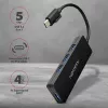 Axagon SuperSpeed USB-C SLIM hub, USB 3.2 Gen 1 (3.1 Gen 1) Type-C, USB 3.2 Gen 1 (3.1 Gen 1) Type-A, 5000 Mbit/s, Black, Plastic, 0.14 m