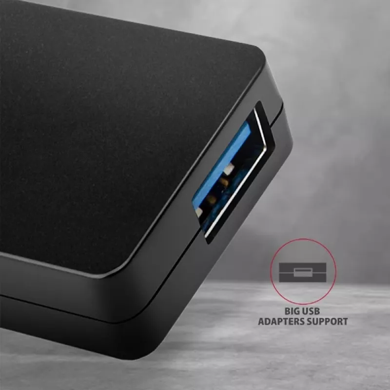 Axagon SuperSpeed USB-C SLIM hub, USB 3.2 Gen 1 (3.1 Gen 1) Type-C, USB 3.2 Gen 1 (3.1 Gen 1) Type-A, 5000 Mbit/s, Black, Plastic, 0.14 m