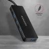 Axagon SuperSpeed USB-C SLIM hub, USB 3.2 Gen 1 (3.1 Gen 1) Type-C, USB 3.2 Gen 1 (3.1 Gen 1) Type-A, 5000 Mbit/s, Black, Plastic, 0.14 m
