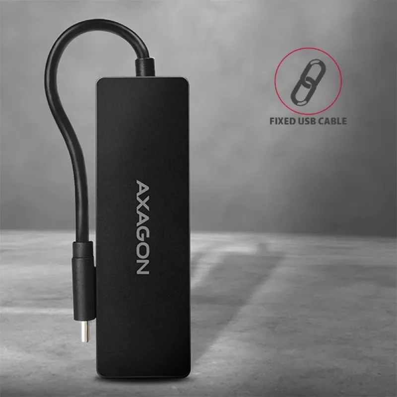 Axagon SuperSpeed USB-C SLIM hub, USB 3.2 Gen 1 (3.1 Gen 1) Type-C, USB 3.2 Gen 1 (3.1 Gen 1) Type-A, 5000 Mbit/s, Black, Plastic, 0.14 m
