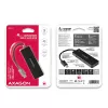 Axagon SuperSpeed USB-C SLIM hub, USB 3.2 Gen 1 (3.1 Gen 1) Type-C, USB 3.2 Gen 1 (3.1 Gen 1) Type-A, 5000 Mbit/s, Black, Plastic, 0.14 m