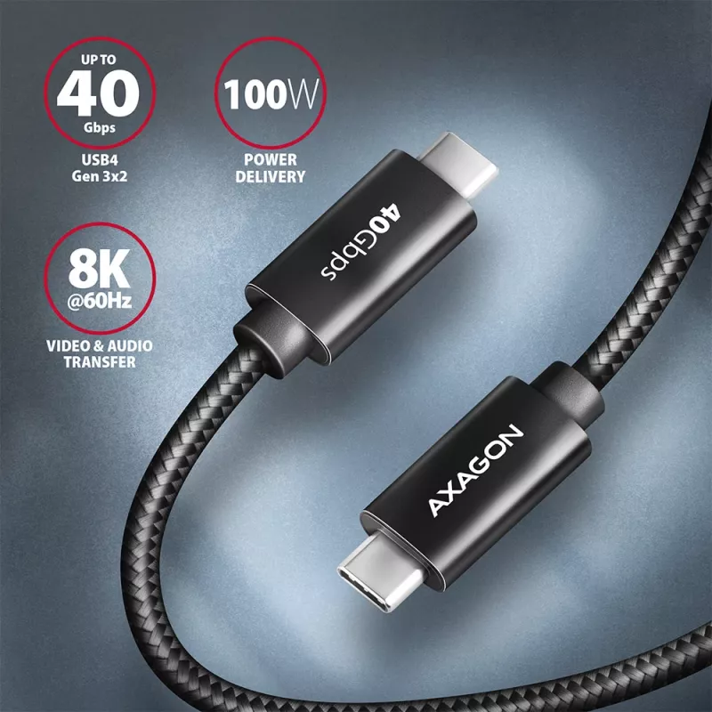Axagon BUCM432-CM10AB USB cable USB4 Gen 3x2 1 m USB C Black