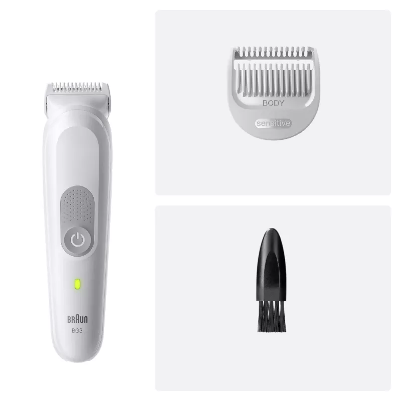 Body groomer shaver BRAUN Series 3 BG3530 — grey, NiMH built-in battery, 80 min runtime, 42×156 mm