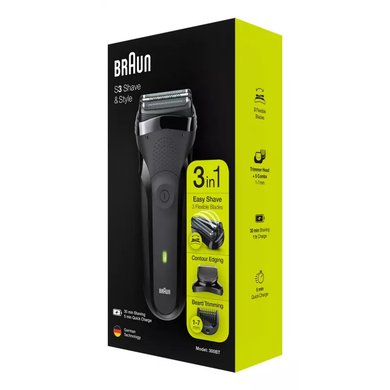 Braun Series 3 300BT cordless wet and dry foil shaver with trimmer