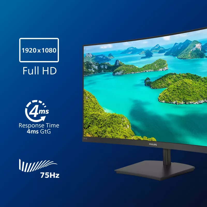 Philips E Line 241E1SCA/00 computer monitor 59.9 cm (23.6 inch) 1920 x 1080 pixels Full HD LCD Black