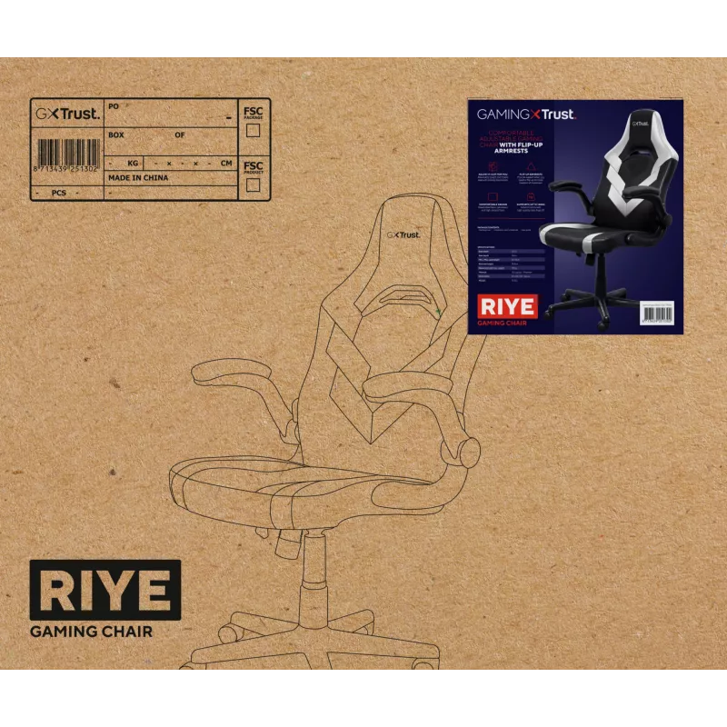 Universal gaming chair Trust GXT 703W RIYE Black White 140 kg