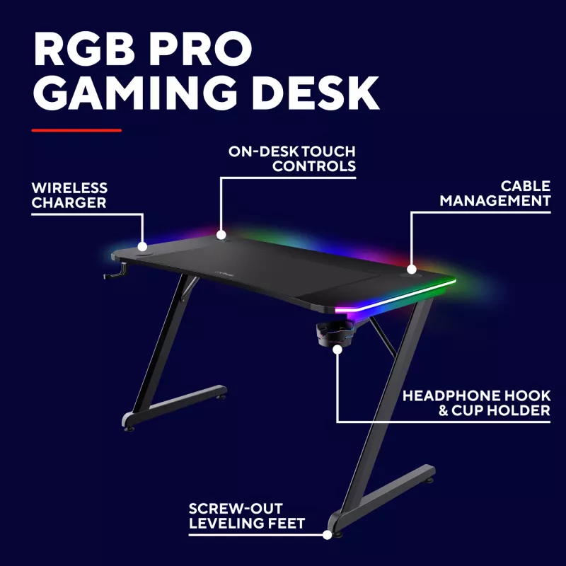 Table Trust GXT 710 Luminus Pro Black Rectangular ABS/PC 1200x600x740mm
