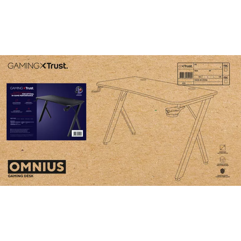 Table Trust GXT 710 Luminus Pro Black Rectangular ABS/PC 1200x600x740mm