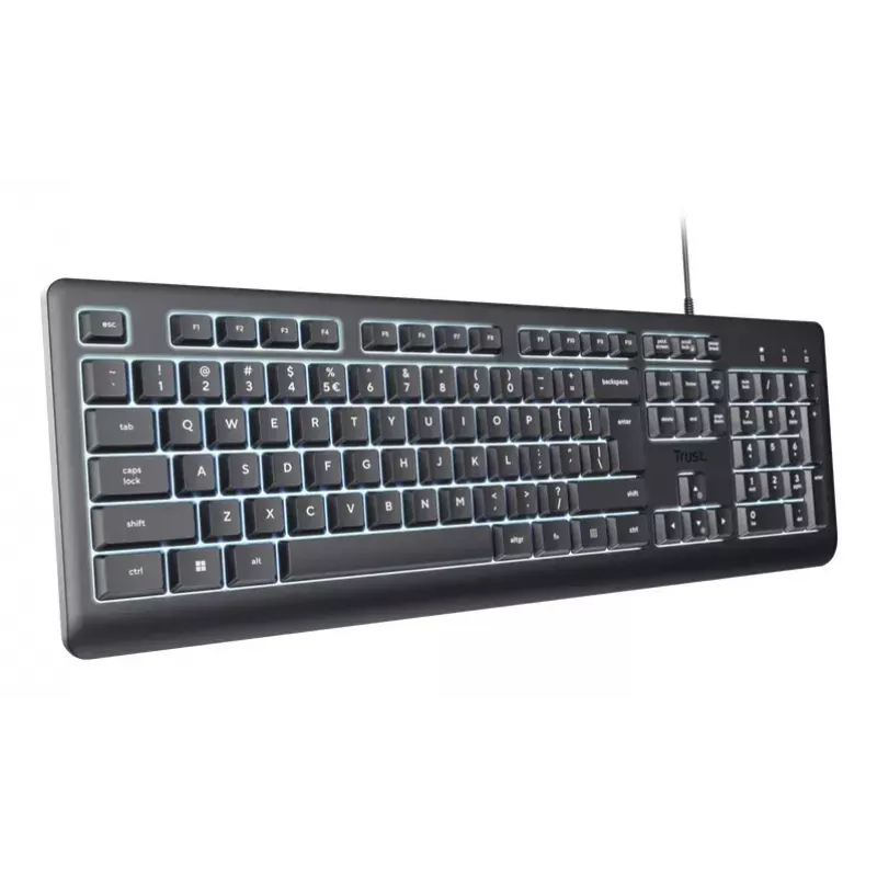 Wired full-size keyboard TRUST Primo Illuminated USB QWERTZ German, 104 keys, black, 1.8 m cable