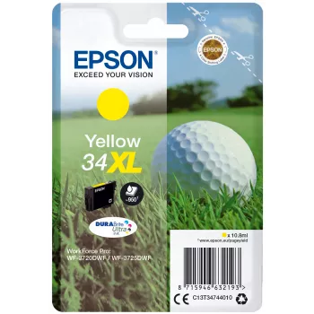 Epson Golf ball Singlepack Yellow 34XL DURABrite Ultra Ink, High (XL) Yield, Yellow, Pigment-based ink, 10.8 ml, 1 pc(s), 950 pages