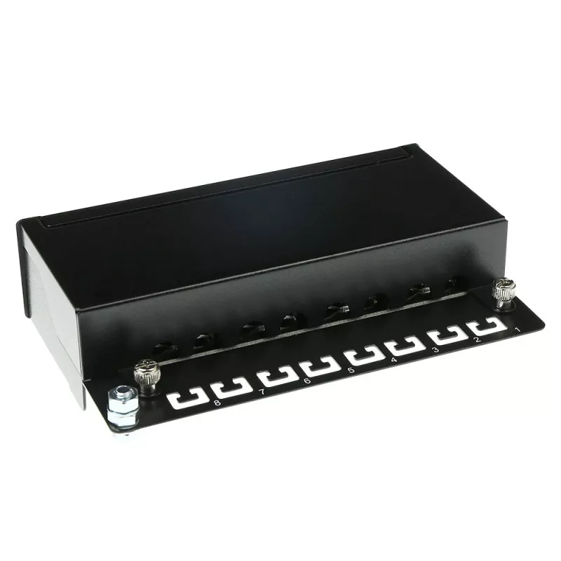 Surface-mounted shielded 8-port CAT5E patch panel box ACT FA5001, 173×44×109 mm