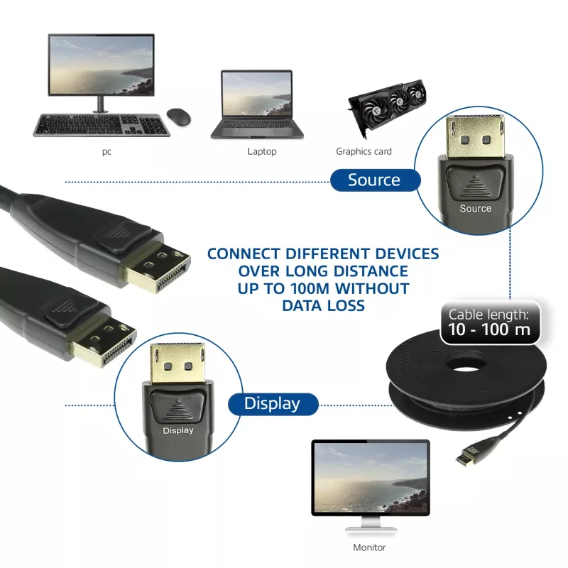 ACT 20 meters DisplayPort Active Optical Cable DisplayPort male - DisplayPort male