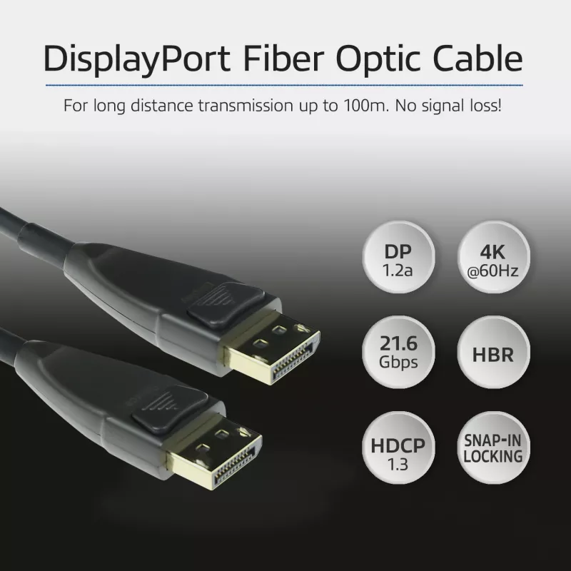 ACT 20 meters DisplayPort Active Optical Cable DisplayPort male - DisplayPort male