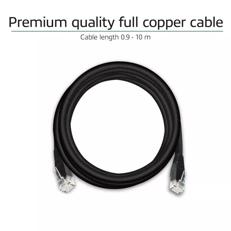 ACT Black 0.9 meter U/UTP, CAT6 patch cable with RJ45 connectors