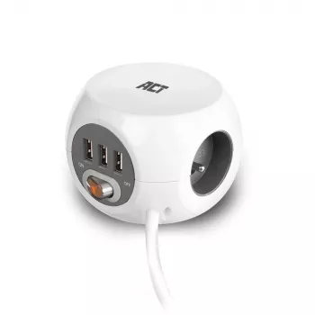 Power distribution unit ACT AC2430 — 3× Type F AC outlets, 230 V, 16 A, 1.5 m cable, white
