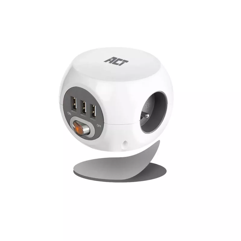 Power distribution unit ACT AC2430 — 3× Type F AC outlets, 230 V, 16 A, 1.5 m cable, white