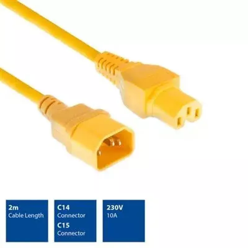 Power cord C14 - C15 ACT 2 m H05RN-F 250 V 10 A