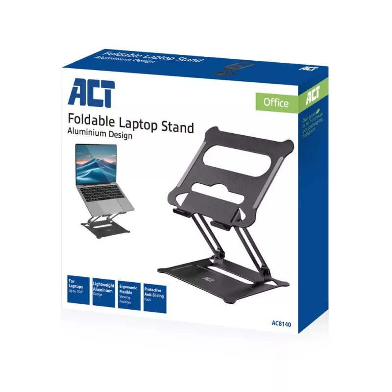 Laptop Stand ACT AC8140 Aluminium Stepless Height Adjustment Black