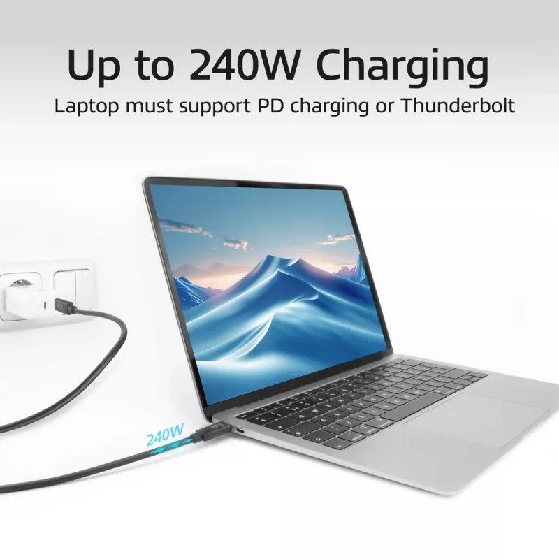ACT USB4 20Gbps 240W USB Type-C Cable 2m Black USB-IF Certified