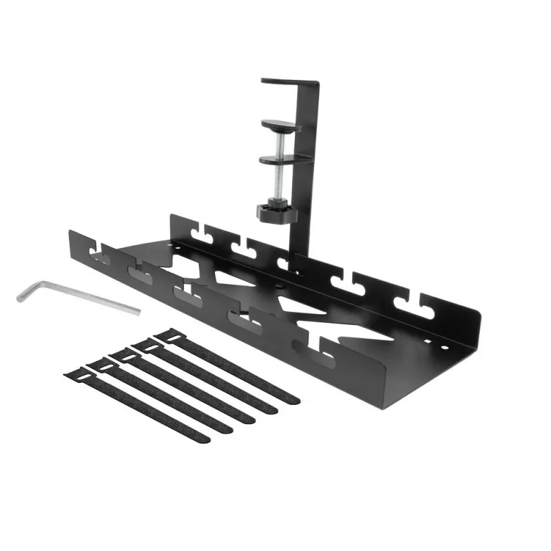 Under-desk cable management tray ACT, clamp mount, 40 cm, steel, 5 kg capacity