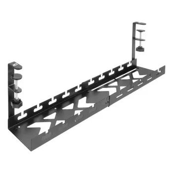 Under-desk extendable cable management tray ACT 43–72 cm clamp mount, steel, 728×130×190 mm, 5 kg