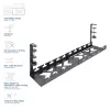 Under-desk extendable cable management tray ACT 43–72 cm clamp mount, steel, 728×130×190 mm, 5 kg