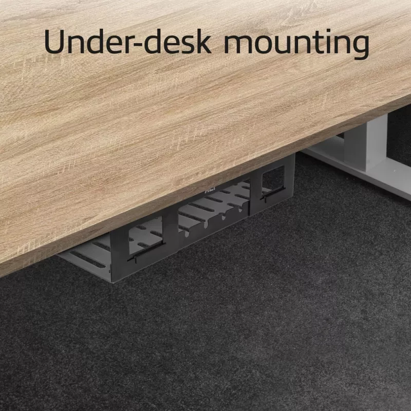 Under-desk cable management tray ACT 40 cm steel, straight, 3 kg capacity (W400×D140×H100 mm)