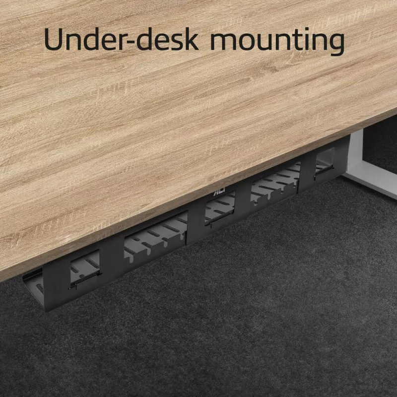 Under-desk cable management tray ACT 80 cm — steel straight horizontal tray 800×140×100 mm