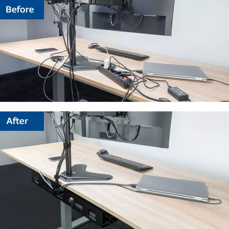 Under-desk cable management tray ACT 80 cm — steel straight horizontal tray 800×140×100 mm