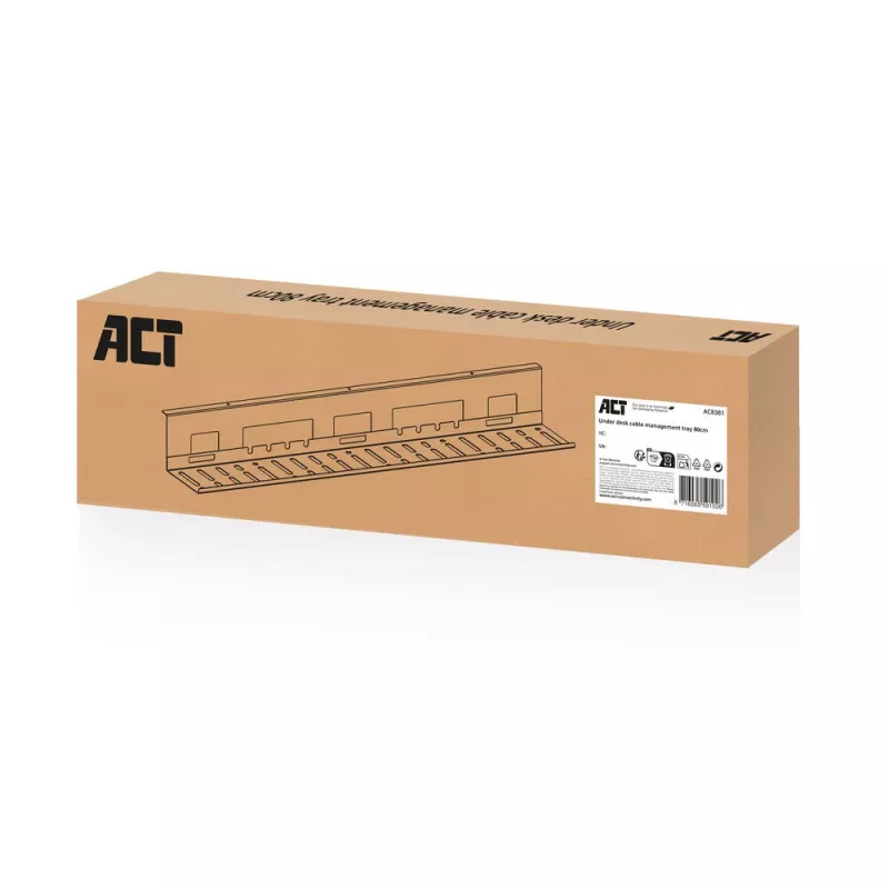 Under-desk cable management tray ACT 80 cm — steel straight horizontal tray 800×140×100 mm
