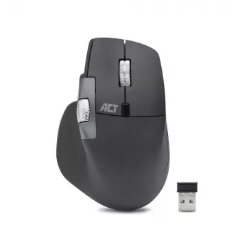 ACT AC5147 wireless laser mouse — right-hand, RF + Bluetooth, 4800 DPI, 6 buttons, grey