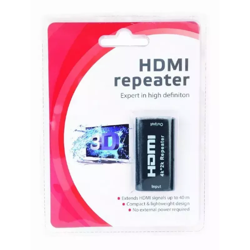 Bridge Repeater GEMBIRD DRP-HDMI-02 wired HDMI repeater, up to 3000 Mbit/s, 51×28×13 mm, 20 g