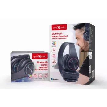 Wired & Wireless Headset GEMBIRD BHP-LED-01, supra-aural, head-band, black, 0.3 m cable, 150 g