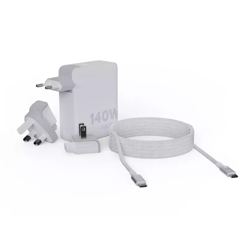 Portable 140W GaN Travel Charger Xtorm XVC2140 with 3× USB-C PD ports and 2 m USB-C cable, white