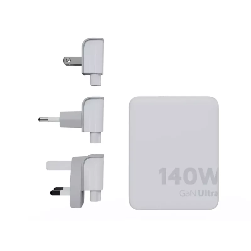 Portable 140W GaN Travel Charger Xtorm XVC2140 with 3× USB-C PD ports and 2 m USB-C cable, white