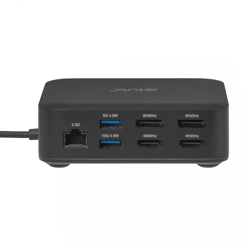 USB-C Quad DisplayLink Docking Station CLUB 3D CSV-2542 — 2× DisplayPort 8K60Hz, 2× HDMI 4K60Hz, PD 100W, 2.5G Ethernet