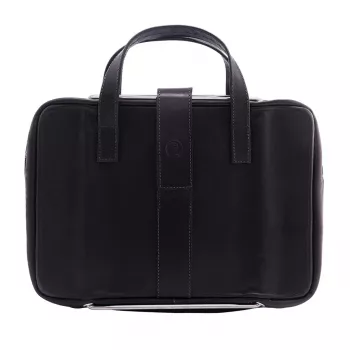 R-Go Tools Laptop bag R-Go Viva, full-grain leather, with integrated laptop stand, shoulder strap, 15.6-inch, black