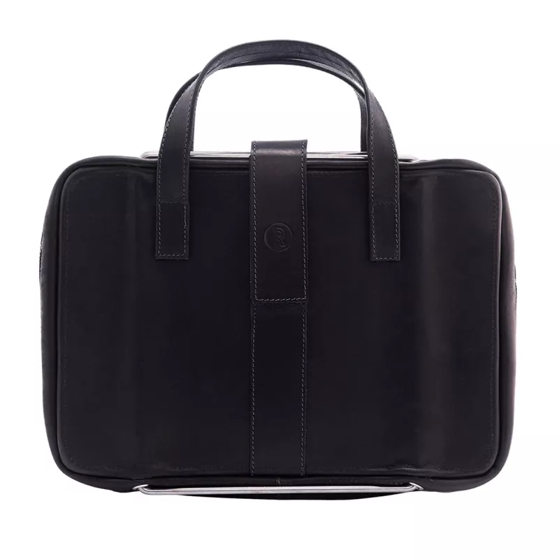 R-Go Tools Laptop bag R-Go Viva, full-grain leather, with integrated laptop stand, shoulder strap, 15.6-inch, black