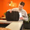 R-Go Tools Laptop bag R-Go Viva, full-grain leather, with integrated laptop stand, shoulder strap, 15.6-inch, black