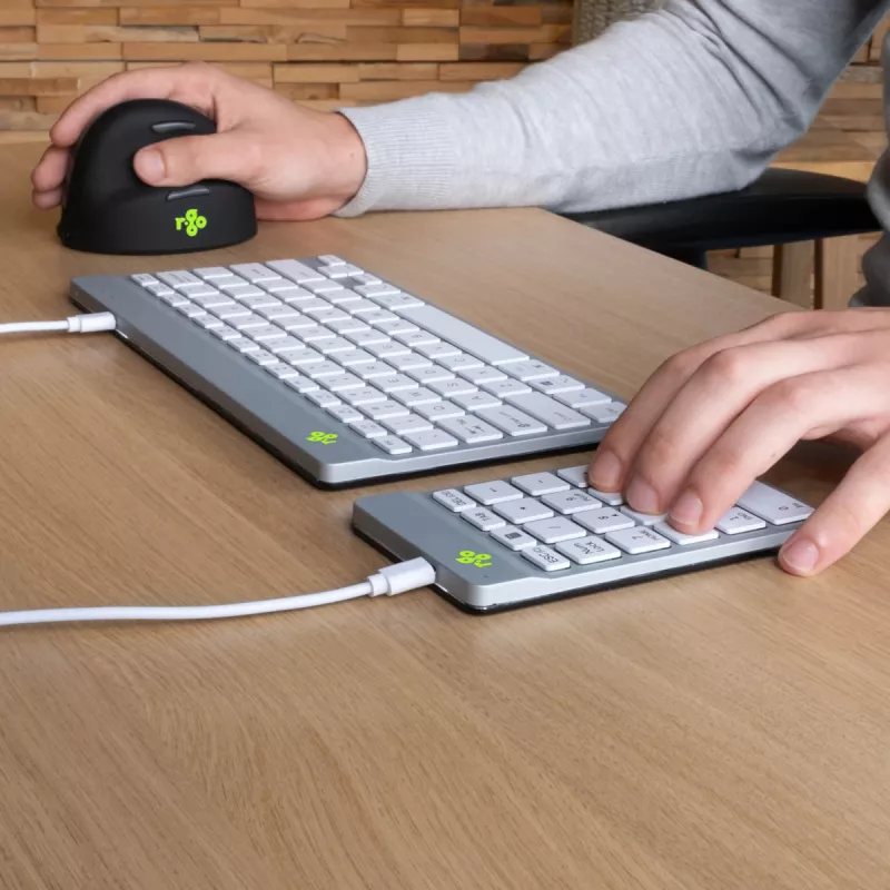 R-Go Tools Numeric keypad R-Go Numpad Break, ergonomic numeric keypad with break software, wired, white